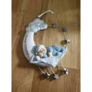 Baby Boy on Moon Blue Personalized Christmas Tree Ornament